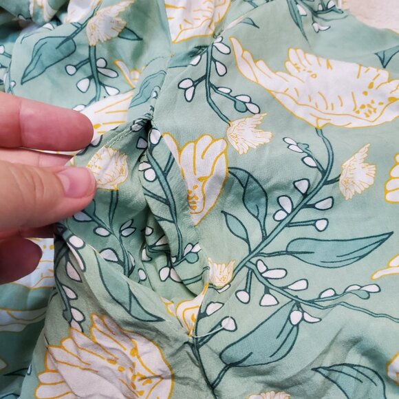 Modcloth Green White Yellow Floral Boho Romantic Cottagecore‎ Romper Women XS 4 - Picture 4 of 11